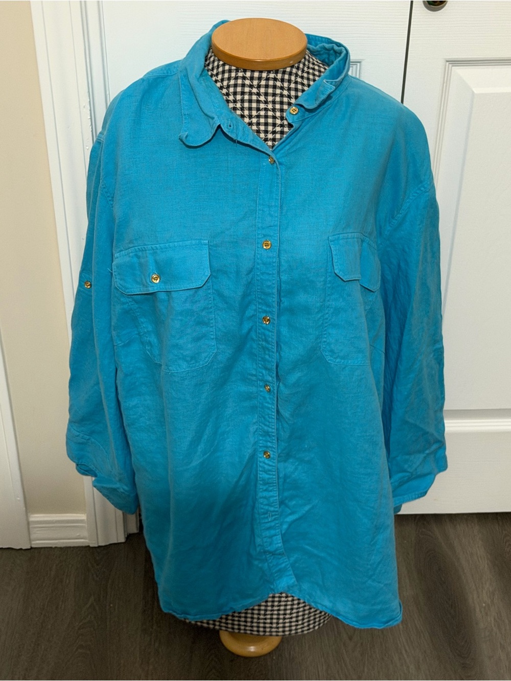 Turquoise Button-Front Shirt 3x